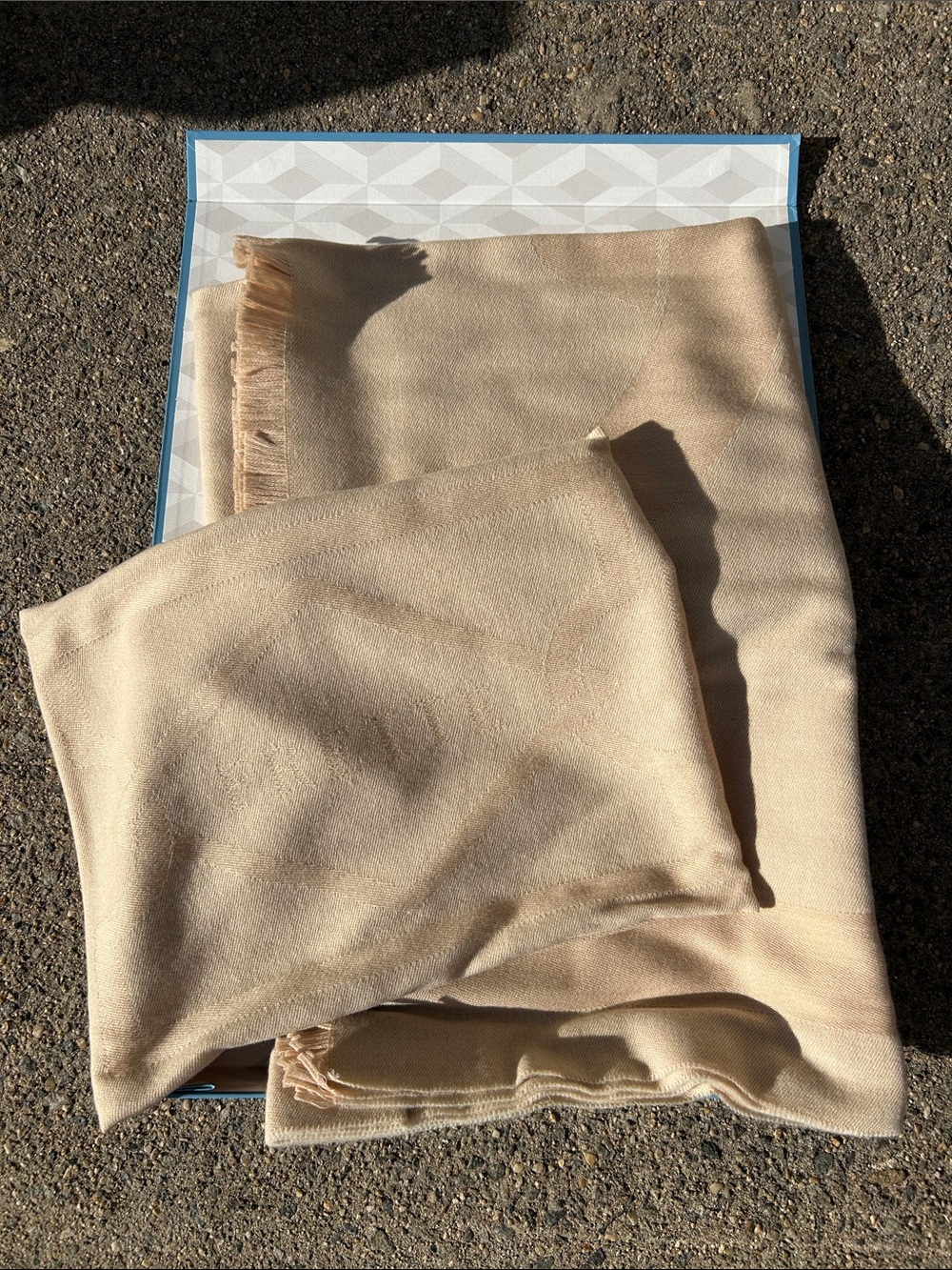 Frette Beige Wool Blend Scarf Wrap